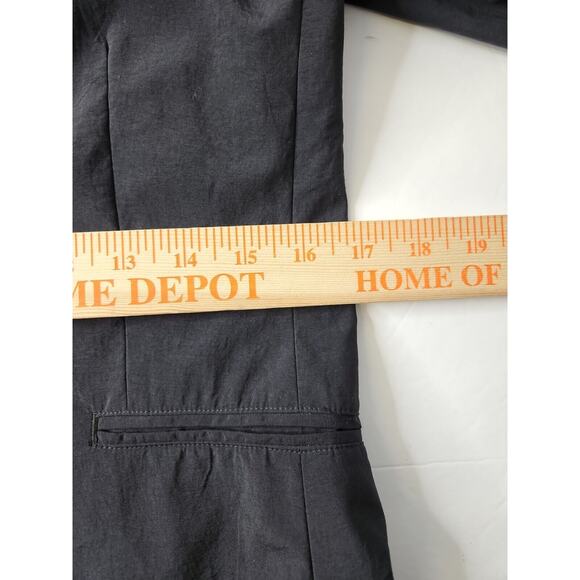 ANTHROPOLOGIE Rag & Bone Womens 6 Blazer Jacket Nylon -Leather Trim Button Black - Picture 6 of 11